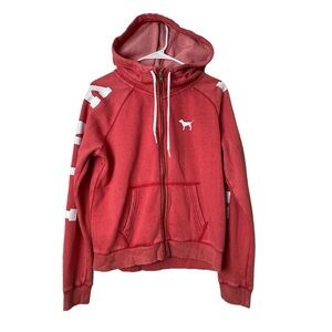 VICTORIA'S SECRET PINK PERFECT‎ FLEECE FUNNEL NECK HOODIE LARGE VINTAGE WASH